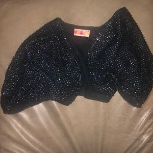 Beaded designer cropped short sleeve bolero